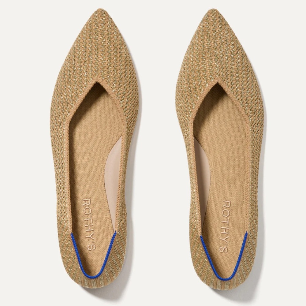 🆕 Rothy’s The Point II Gold Stripe Flat Shoes